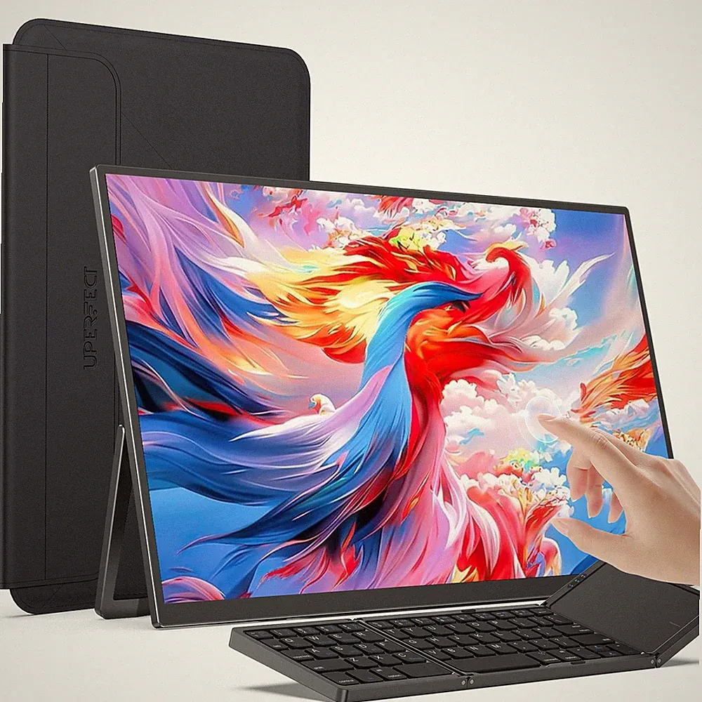 Touchscreen Portable Monitor 15.6" 1080P Battery w/Keyboard HDMI For PC Game PS5