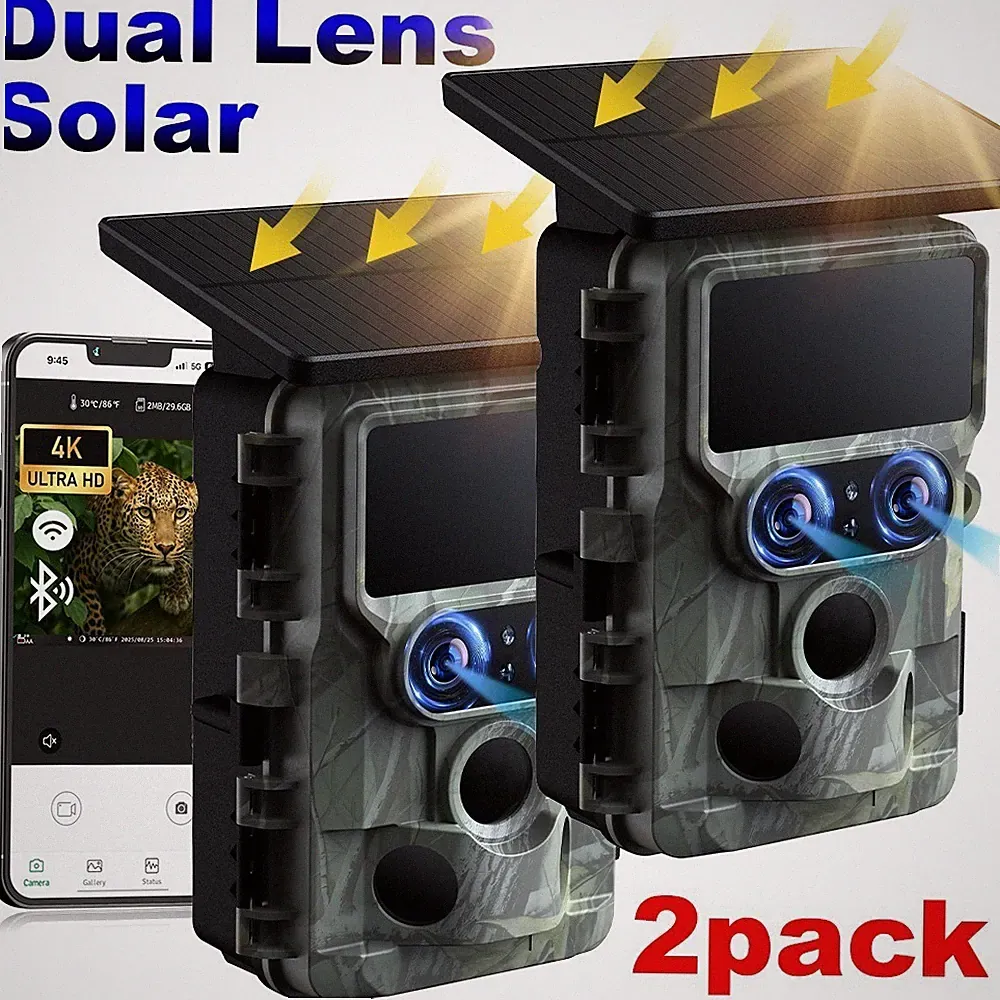 Trail Camera with Starlight Night Vision Dual Lens WiFi Bluetooth Hunting Game