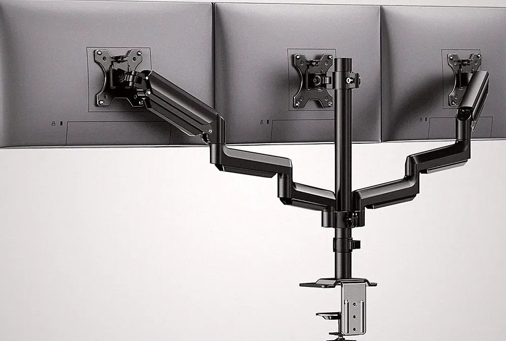 Triple Monitor Mount for 13-27 inch Computer Screens, Gaming 3 Monitor Desk M...