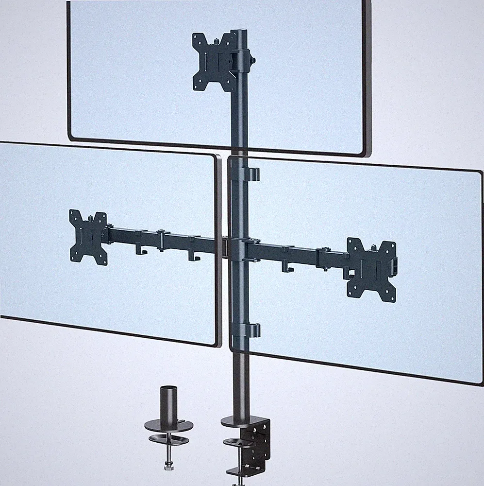 Triple Monitor Stand, Monitor Desk Mount for Three Screens up to 32 Inch, Stacke
