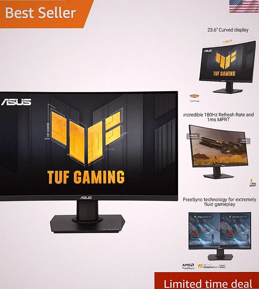TUF Gaming 23.6" Full HD Curved Monitor - 180Hz Refresh Rate & Eye Care Tech