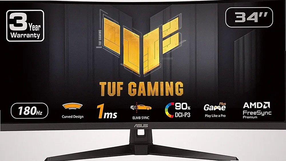 TUF Gaming 34” Ultra-Wide Curved Monitor (VG34VQ3B) – 21: QHD (3440X1440), 180Hz