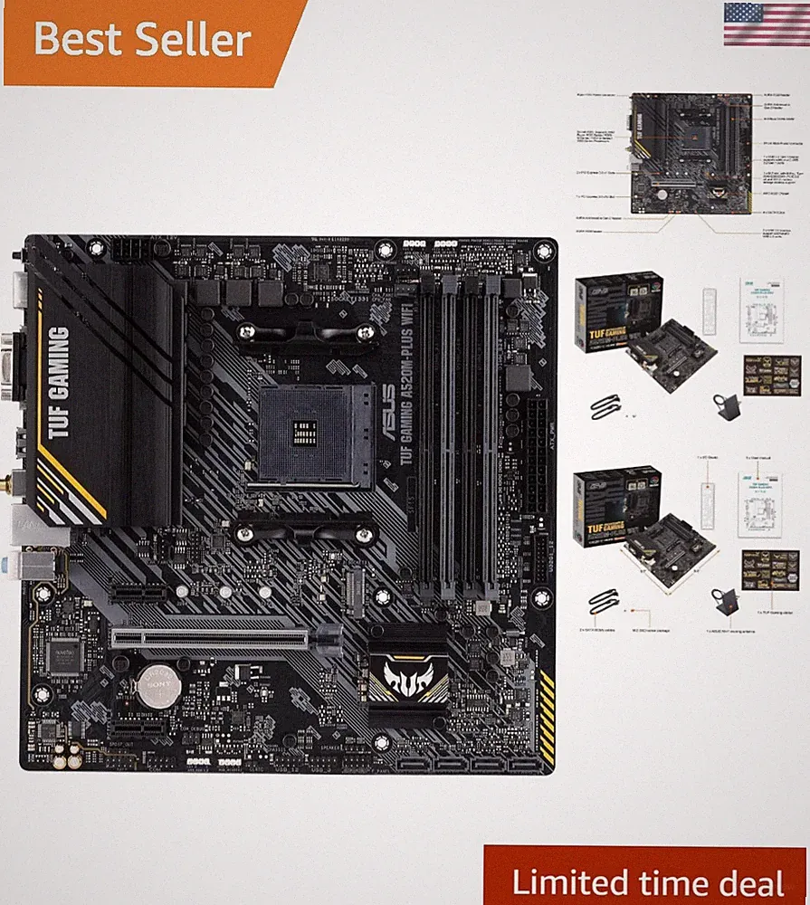 TUF Gaming A520M-PLUS WiFi AMD AM4 3rd Gen Ryzen microATX Gaming Motherboard...
