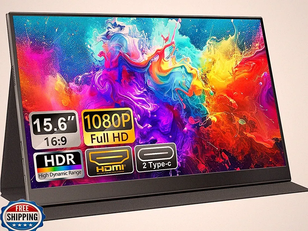 UFYQL Portable Monitor 15.6-Inch FHD 1080P IPS with HDR for Gaming, USB-C/HDM