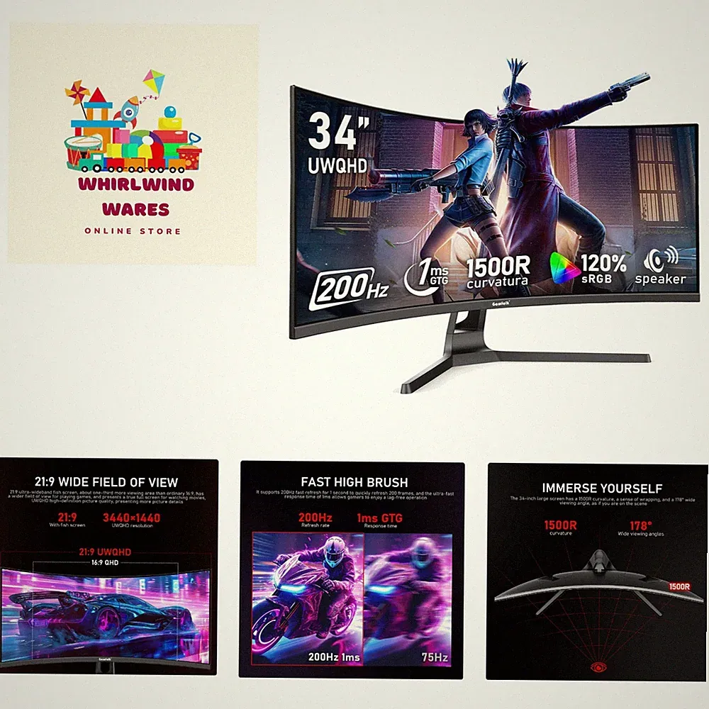 Ultimate 34 Inch Ultrawide Curved 200Hz Gaming Monitor - 3440x1440 Resolution