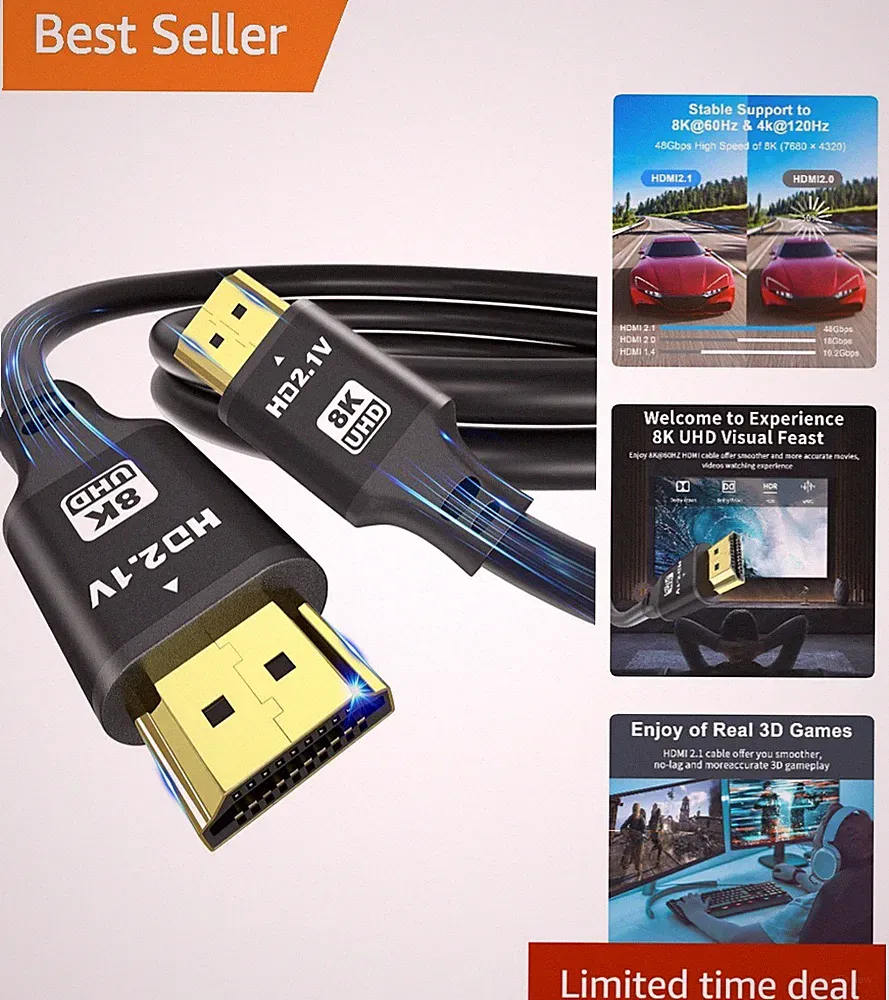 Ultra High Speed 1.5FT HDMI Cable - 48 Gbps, Compatible with PS5 & Xbox