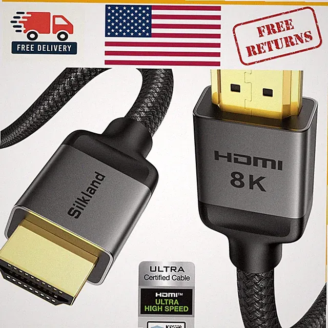 Ultra High Speed 48Gbps HDMI 2.1 Cable - 6.6ft for 4K/8K Gaming Excellence