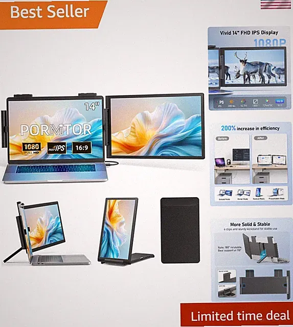 Ultra-Light 14-Inch FHD Laptop Monitor Extender with USB-C and HDMI Connectivity
