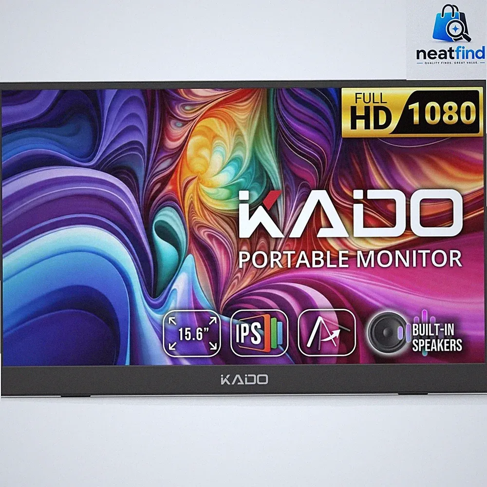 Ultra-Slim 15.6-Inch Portable Monitor - 1080p with Built-in Speakers for Travel