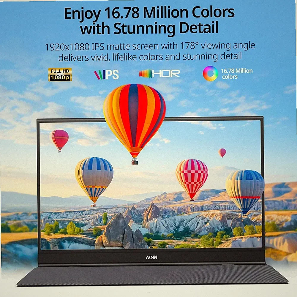 Ultra-Slim IPS Display Portable Monitor 15.6" USB-C HDMI
