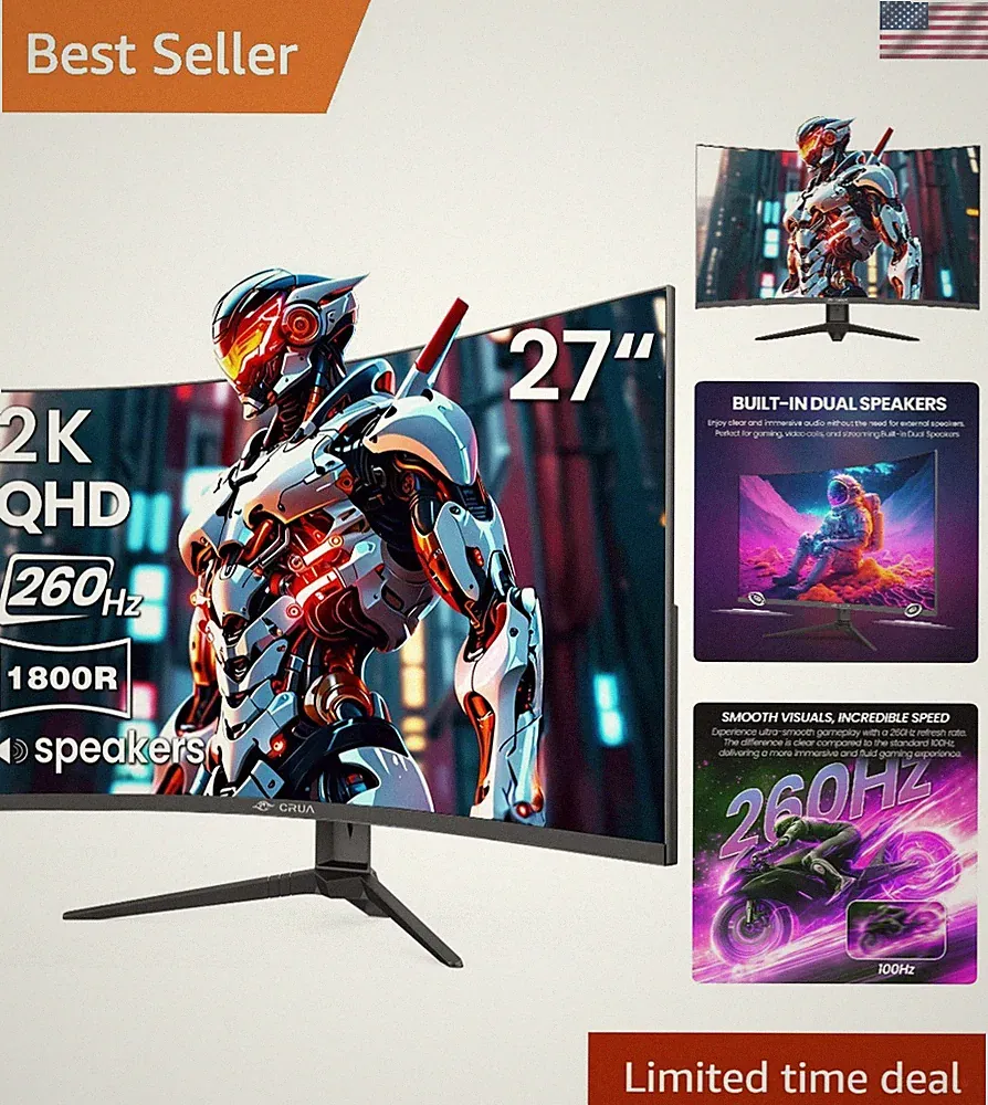 Ultra-Smooth 27'' Curved Gaming Monitor - 260Hz QHD 1440P with Blue Light Filter
