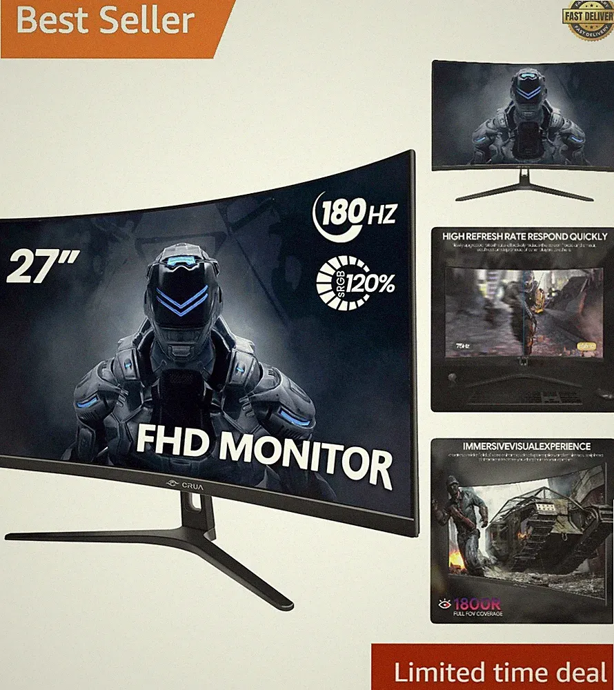 Ultra-Smooth 27" FHD Curved Gaming Monitor - 3000:1 Contrast, Wall Mount Ready