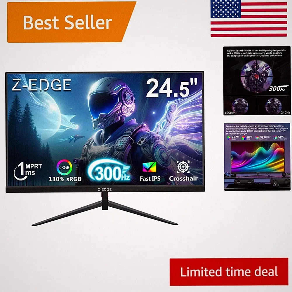Ultra Smooth 300Hz Gaming Monitor, 24.5 inch IPS, Perfect for Competitive Play
