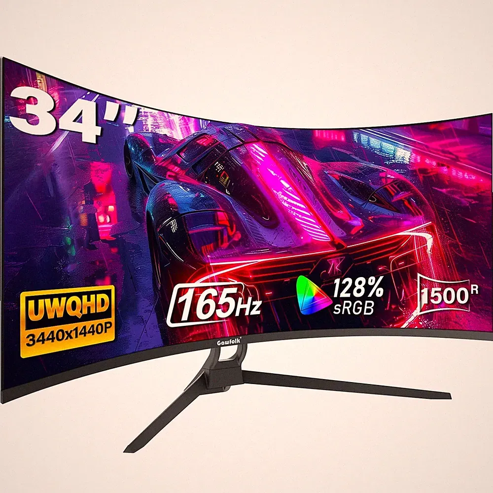 Ultrawide Curved Gaming Monitor 34in 3440x1440 165Hz 1500R GF340C Adjustable