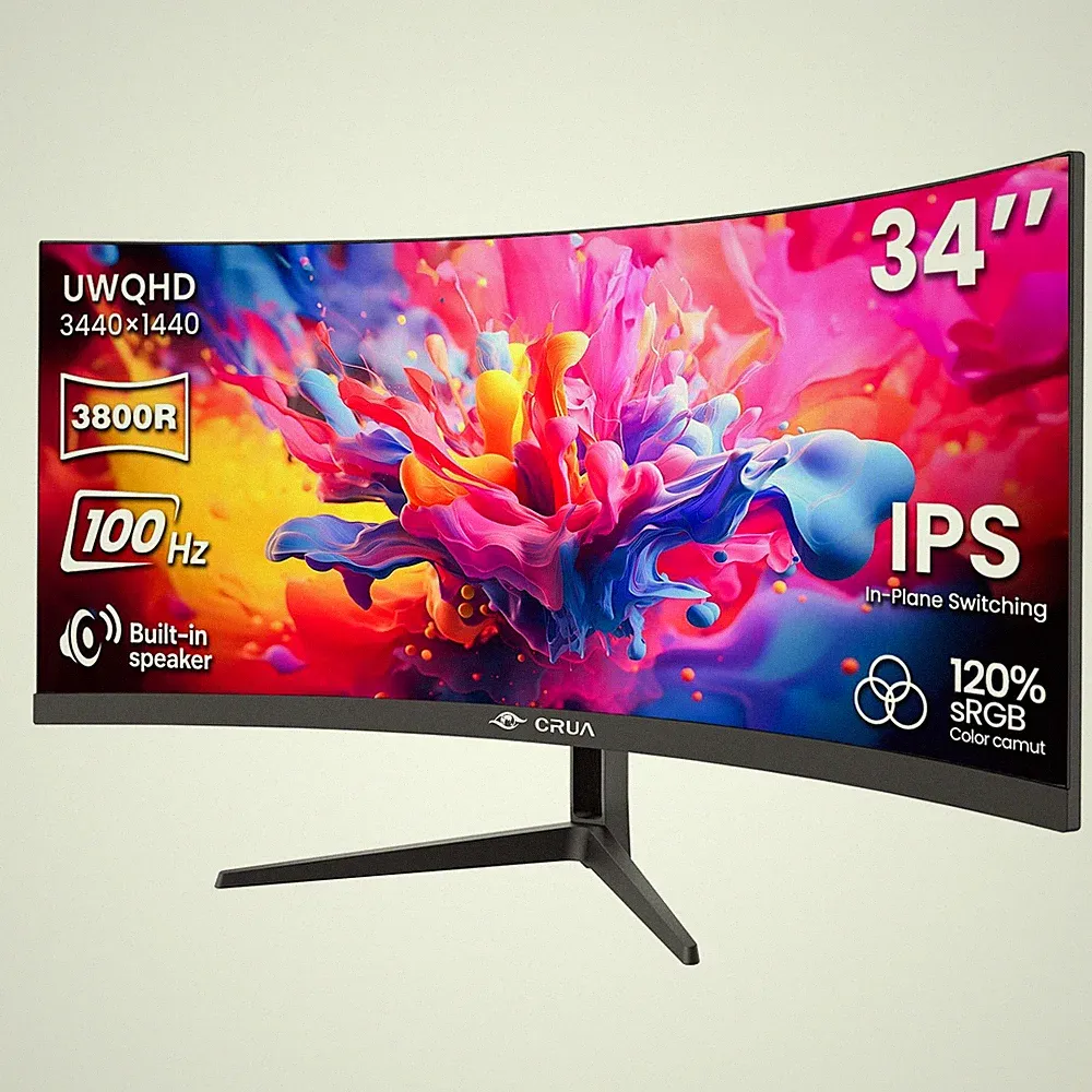 Ultrawide Curved Monitor 34 3440x1440 100Hz IPS FreeSync CRUA CR340QB UWQHD sRGB
