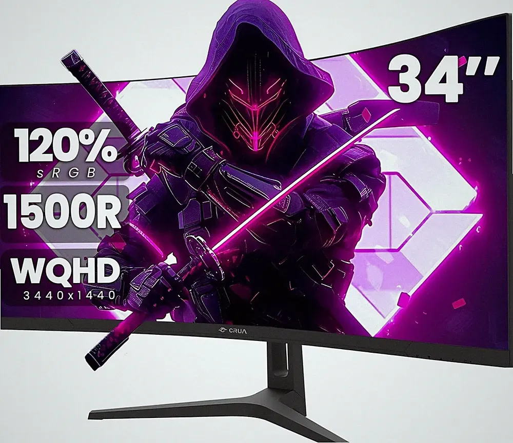Ultrawide Gaming Monitor 34 3440x1440 144Hz Curved Black CR340HD CRUA 34Inch LED