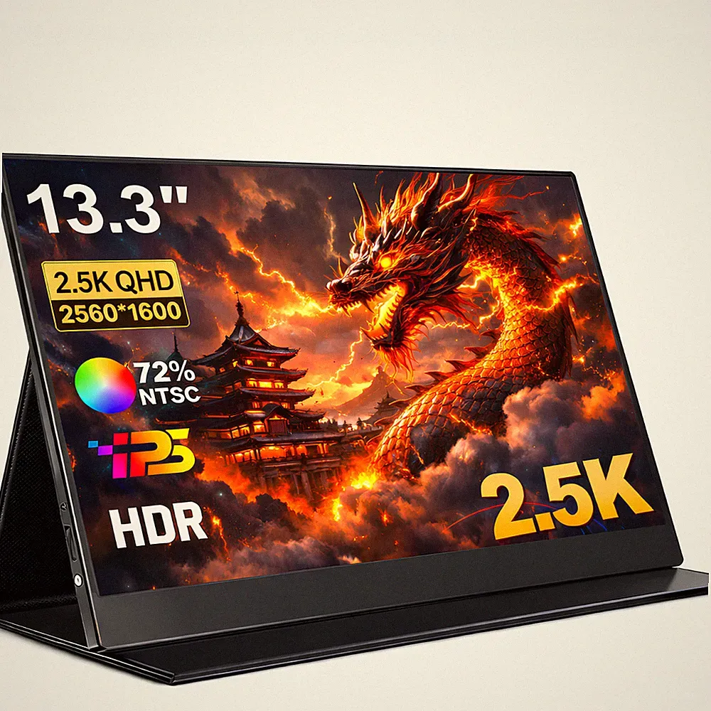 UNEW 13.3" 2.5K Portable Monitor 2560x1600 QHD IPS 16:10 Laptop Second Screen