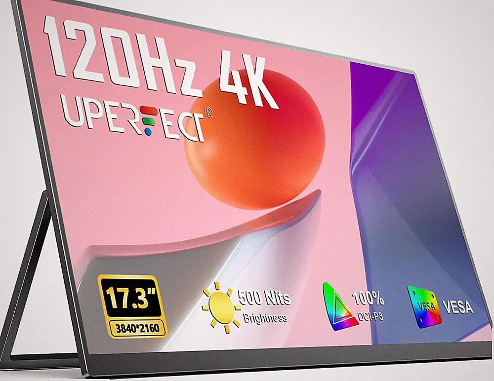 UPERFECT 120Hz Gaming Monitor 17.3" 4K Portable Monitor 3840x2160 PC Screen