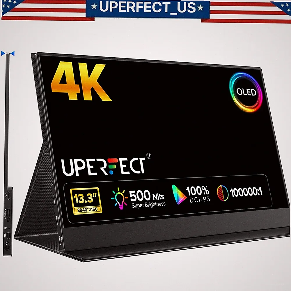 UPERFECT 13.3" OLED Portable Monitor 3840*2160 4K Screen w/HDMI & Type C Display