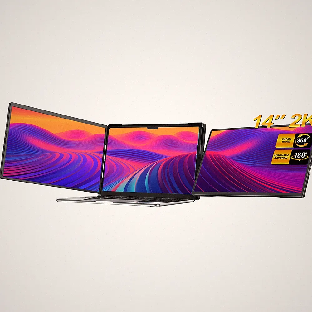 UPERFECT 14" 2K Portable Monitor Dual Screen Laptop Display For Computer Mini PC