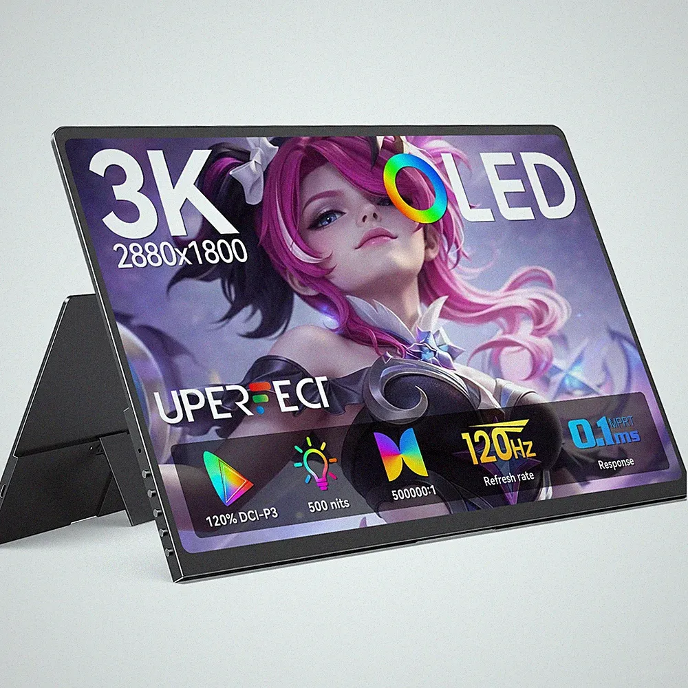 UPERFECT 14" 3K OLED 120Hz Portable Monitor Display 100000:1 Mini Gaming Screen