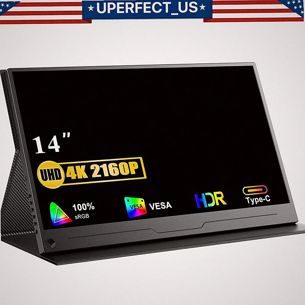 UPERFECT 14" 4K UHD IPS Portable Monitor 3840*2160 USB C Screen For Xbox PS6 5 4