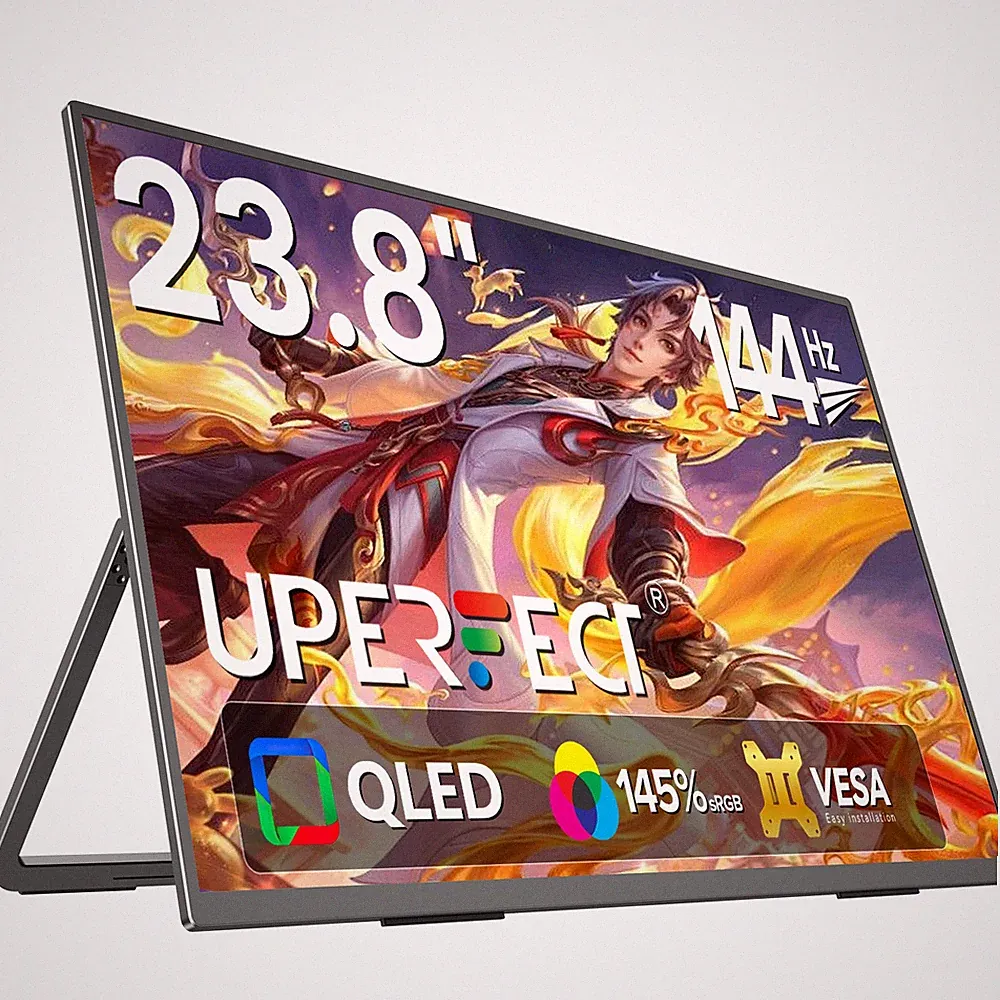 UPERFECT 144Hz 23.8 Inch Portable Monitor 1080P FHD VESA & Foldable Kickstand