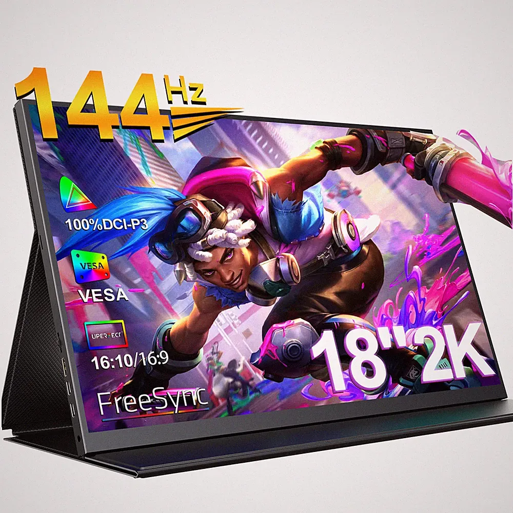 UPERFECT 144Hz Portable Monitor 2K QHD Screen 18" IPS LCD Display 100% DCI-P3