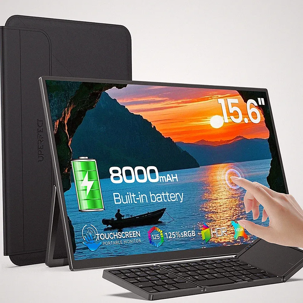 UPERFECT 15.6" 1080P Touch Portable Monitor Touchscreen Battery Keyboard Display