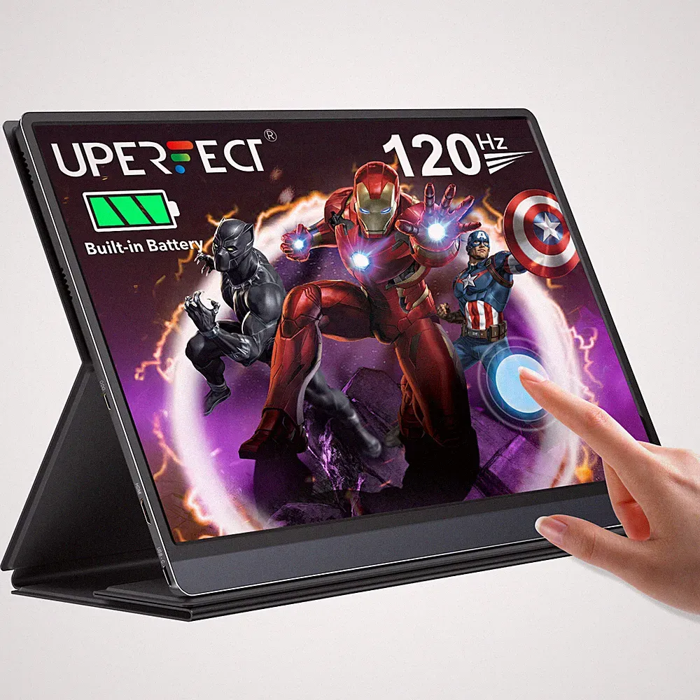 UPERFECT 15.6" 120Hz Touchscreen 1080P FHD HDR Screen HDMI USB C Battery Display