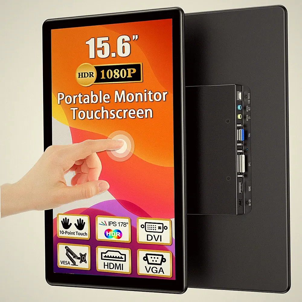 UPERFECT 15.6" Touch Screen Portable Monitor 1920*1080 with VGA HDMI USB & VESA