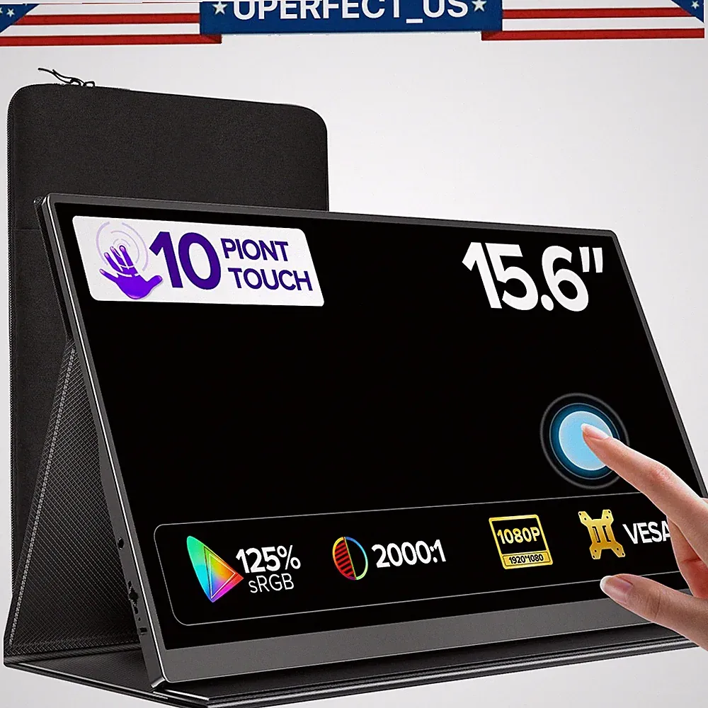 UPERFECT 15.6" Touchsreen 1080P HDR IPS Ultra Slim Portable Monitor HDMI Input A