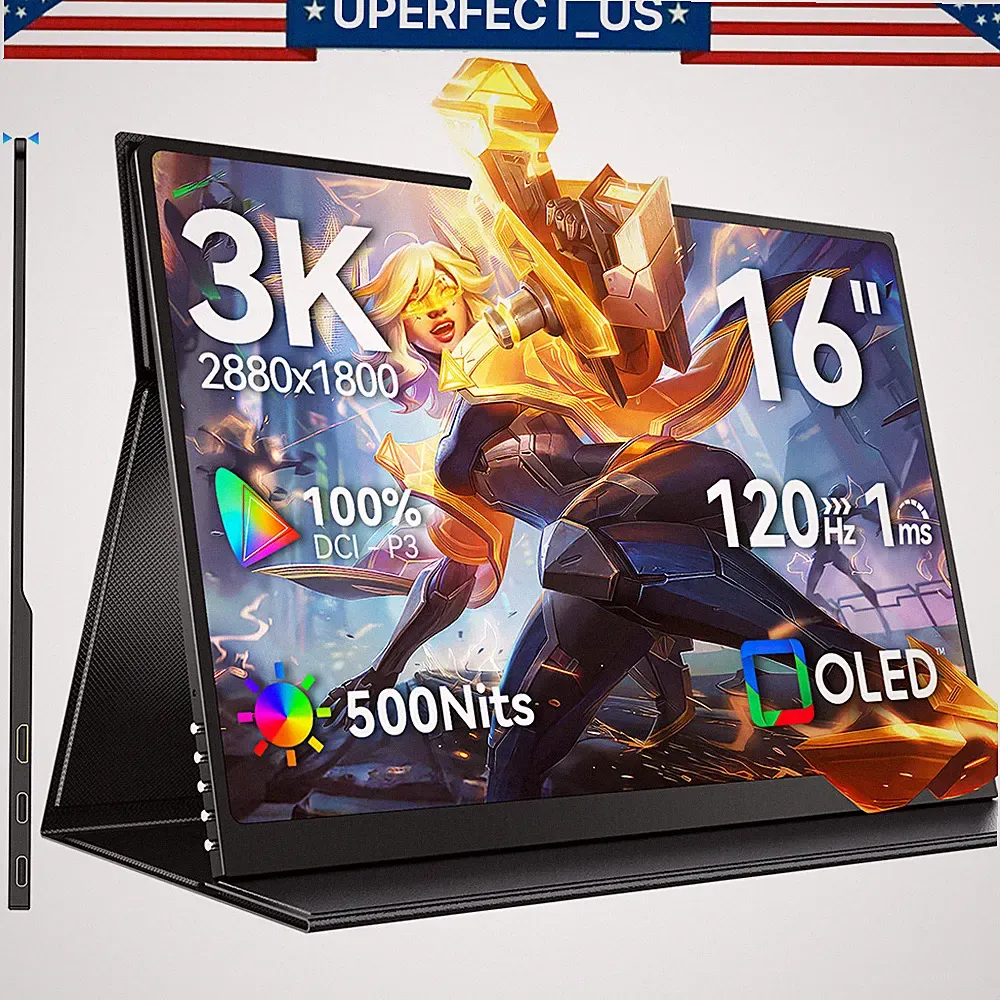 UPERFECT 16.0" 3K OLED Portable Gaming Monitor HDMI USB C w/VESA For SAMSUNG DEX