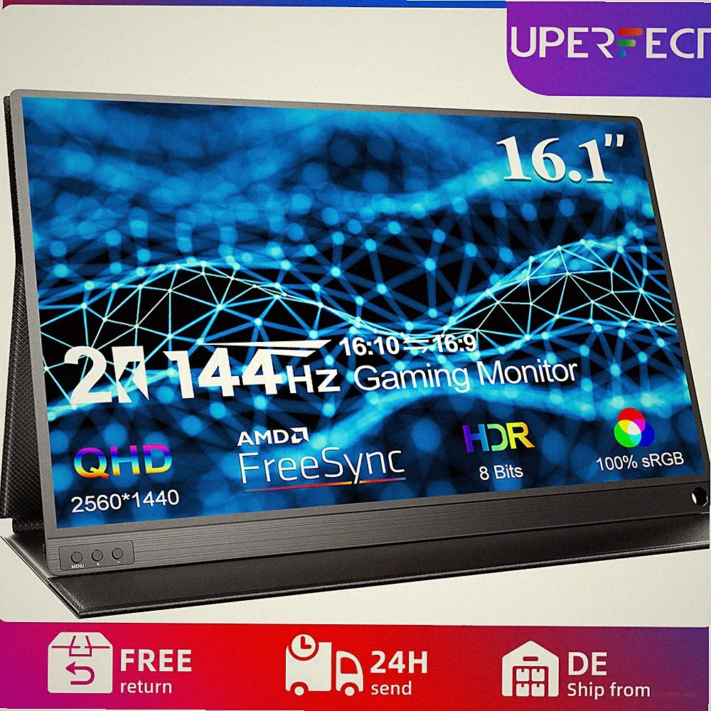 UPERFECT 16.1" 2K Portable Gaming Monitor 144Hz Portable Monitor 2560*1440 QHD