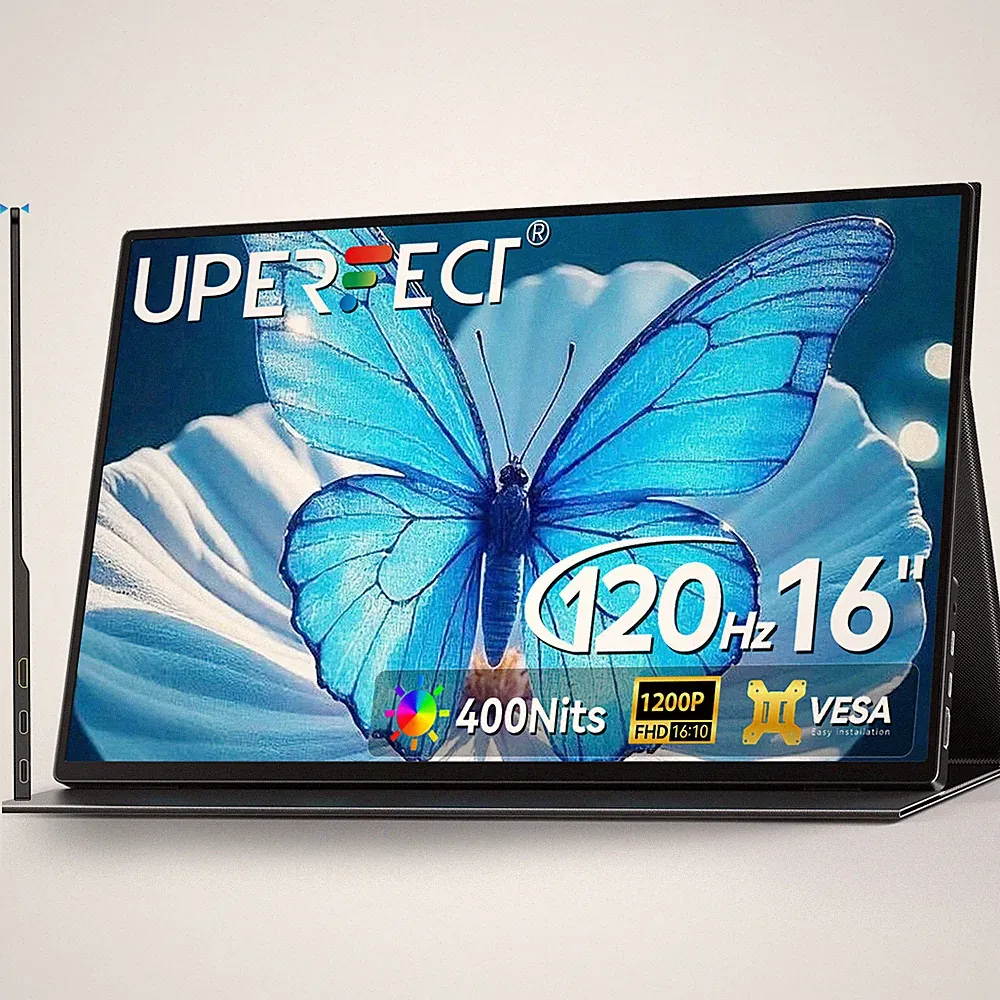 UPERFECT 16" 120Hz Portable Monitor 1200P USB C HDMI Frameless Extend HDR Screen