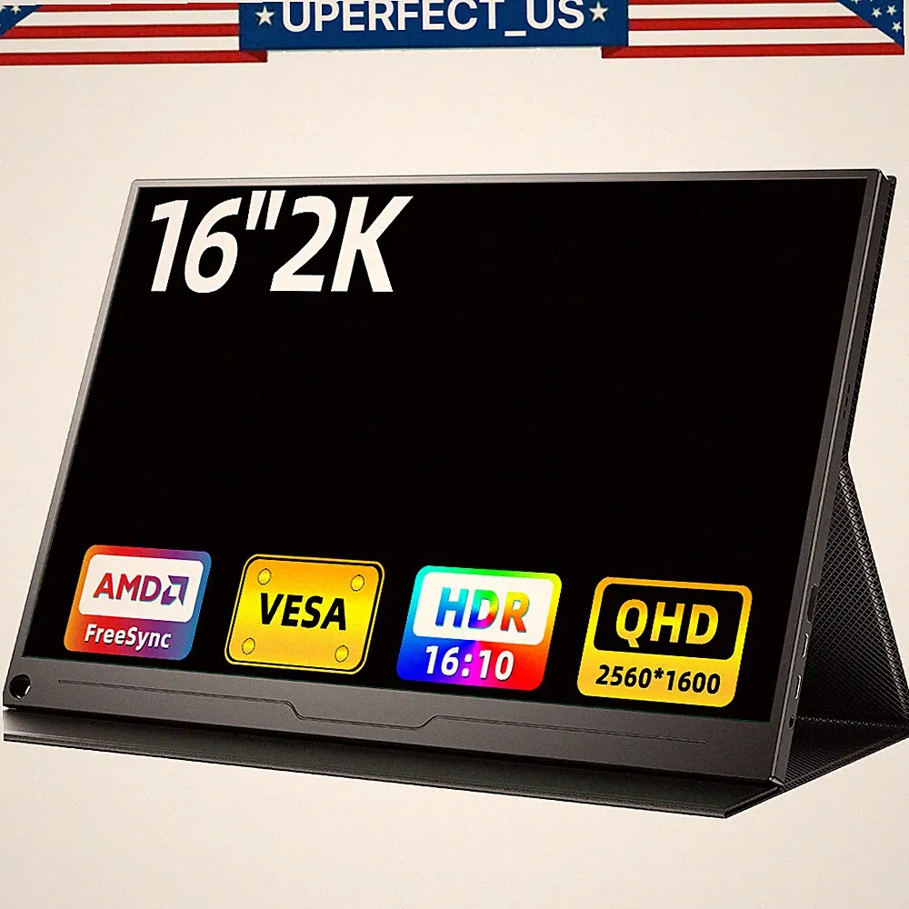 UPERFECT 16" 2K QHD 1200:1 Portable Monitor 2560*1600 USB C HDMI Screen For PS6