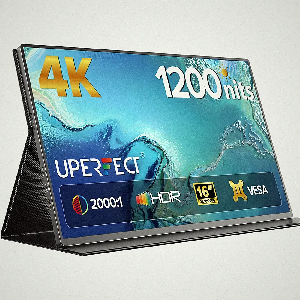 UPERFECT 16" 4K Gaming Monitor 3840x21400 Portable IPS Panel Freesync 1200nits