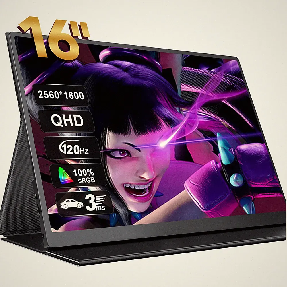 UPERFECT 16" Portable Monitor 2K 120Hz Freesync HDR Eyecare Screen USB C HDMI