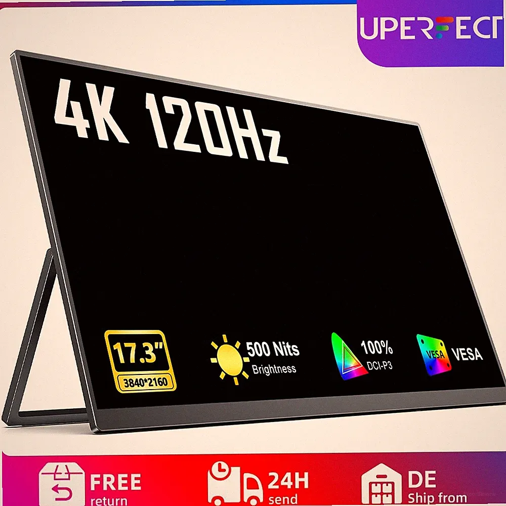 UPERFECT 17.3" 120Hz Portable UHD Monitor 4K USB-C External Screen for For PS PC
