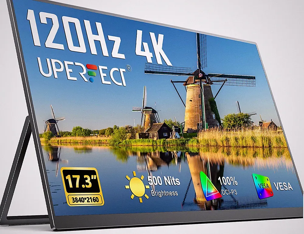 UPERFECT 17.3" 3840x2160 120Hz Gaming Monitor Portable Monitor USB C for PS4/5
