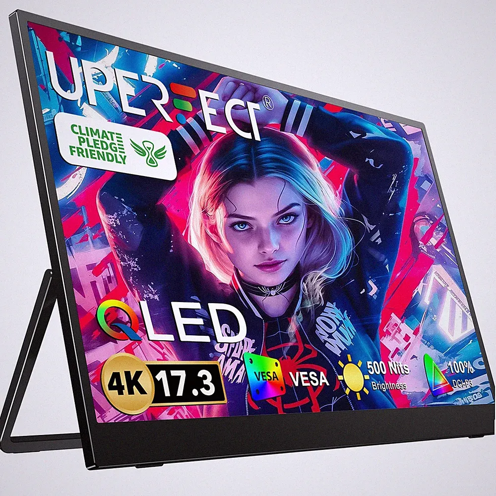 UPERFECT 17.3" 4K Portable Computer Monitor External Monitor For Laptop PC Xbox