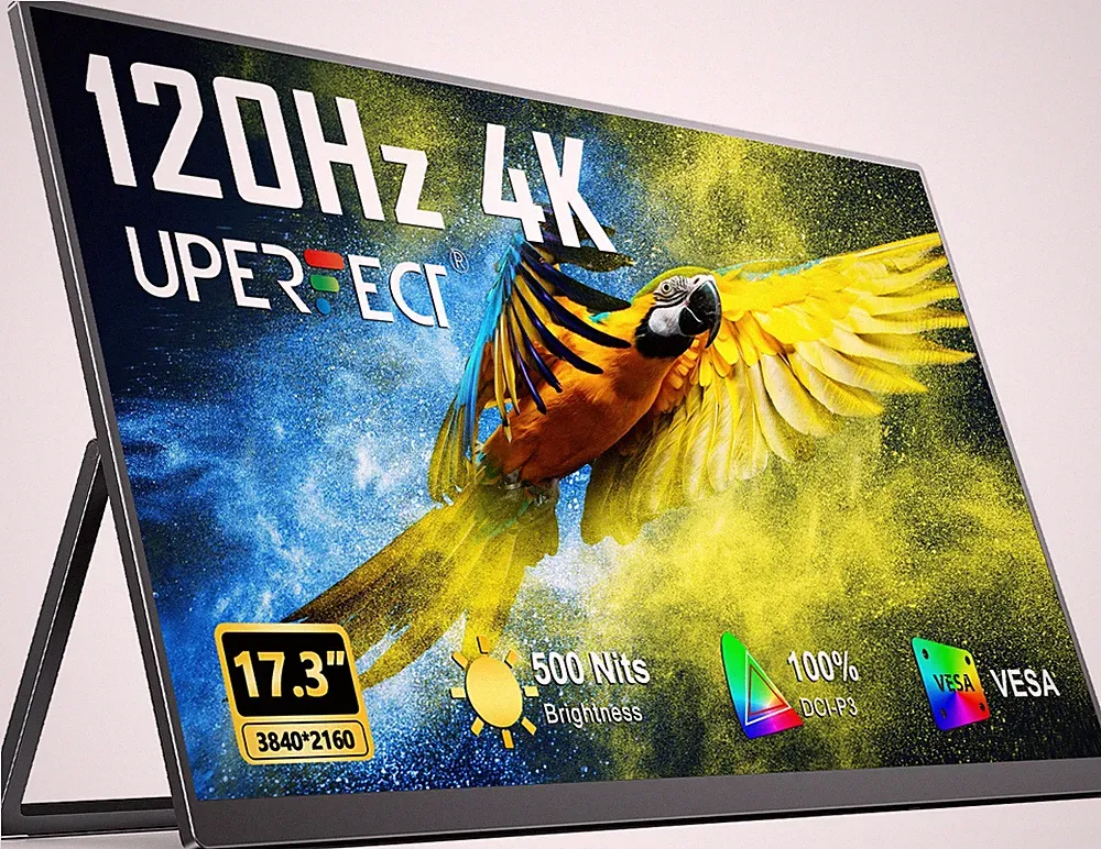 UPERFECT 17.3" 4K Portable Monitor 3840x2160 120Hz Gaming Display USB-C HDMI