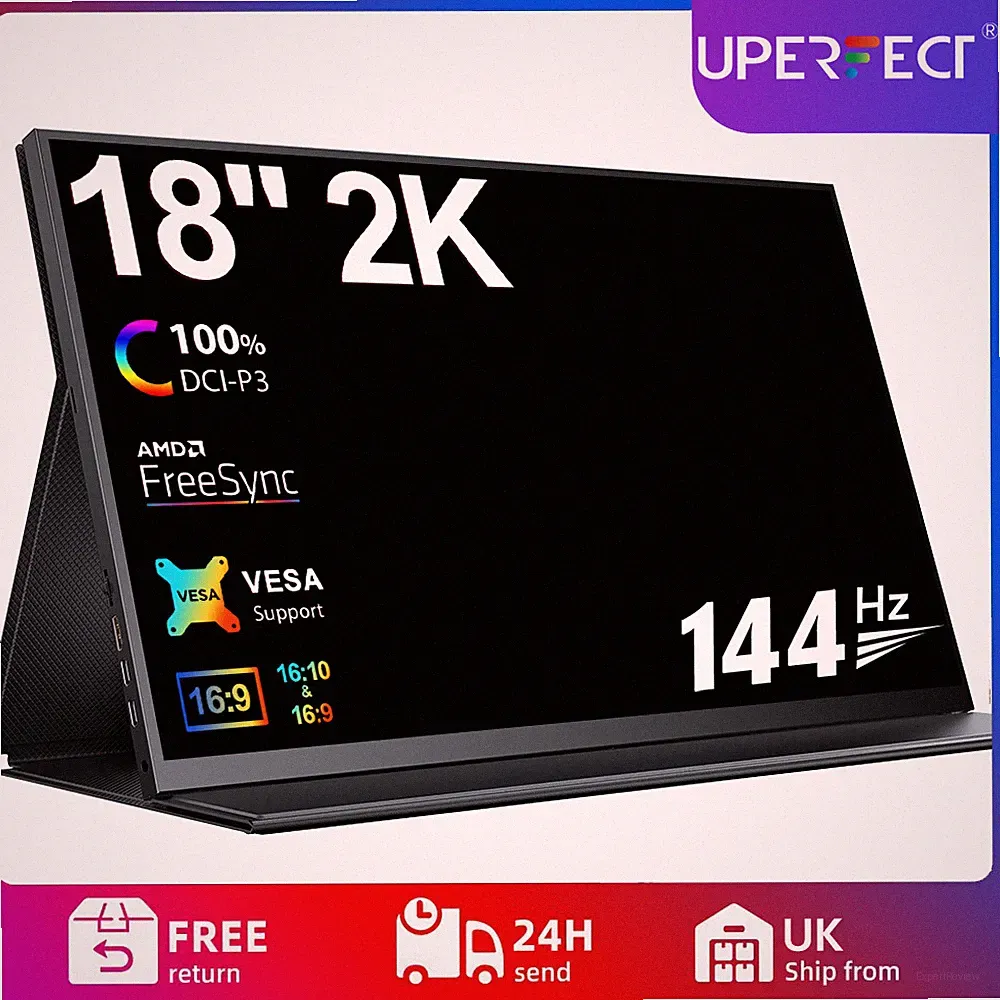 UPERFECT 18.0" Inch 2K 2560*1600 HDR IPS 144Hz Portable Monitor USB C HDMI Input