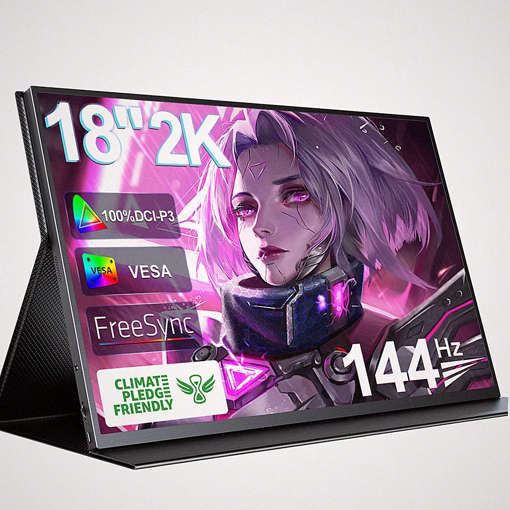 UPERFECT 18" 2K 144Hz Portable Gaming Monitor 100%DCI-P3 VESA Mount Matte Screen