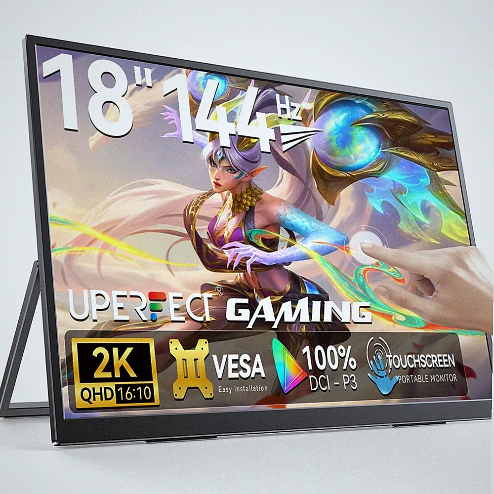 UPERFECT 18" 2K 144Hz Touchscreen Portable Monitor FreeSync HDR Gaming Monitor