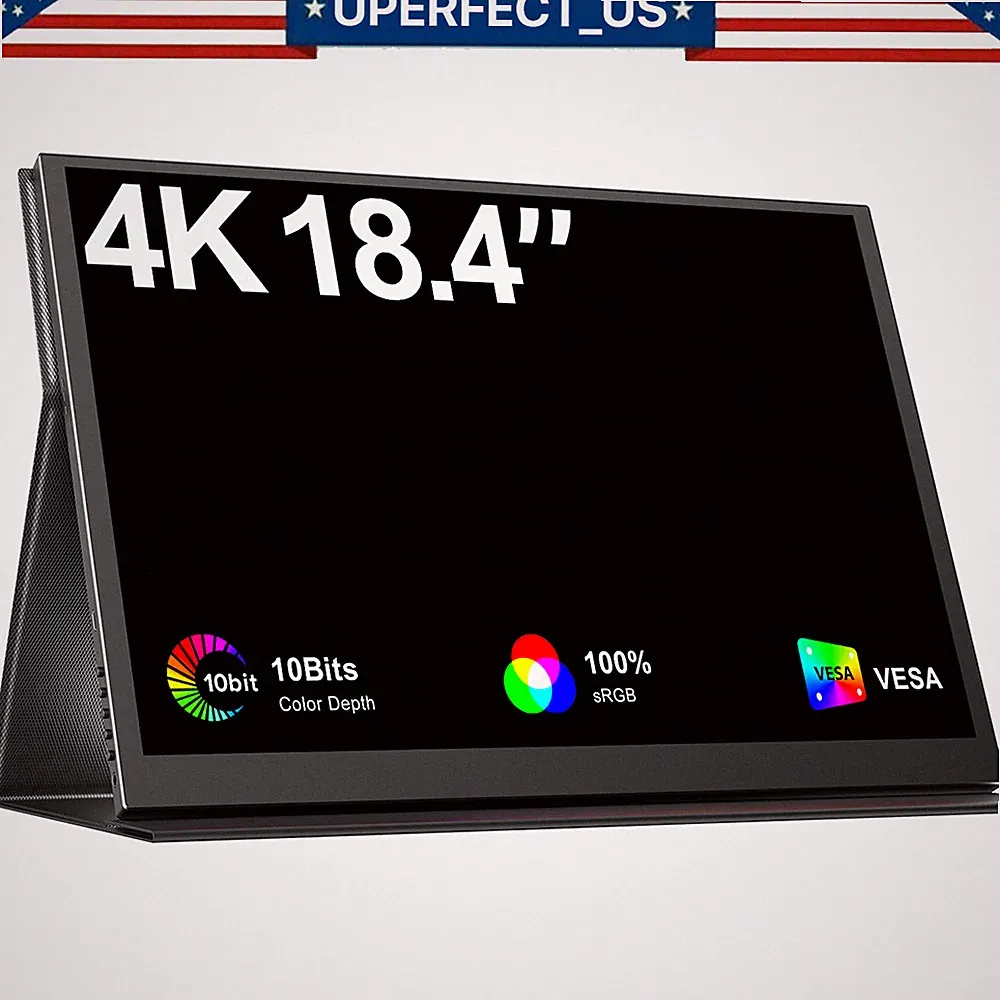 UPERFECT 18" 4K Portable Monitor 2160P Ultra-Slim Screen w/Adjustable Stand Used