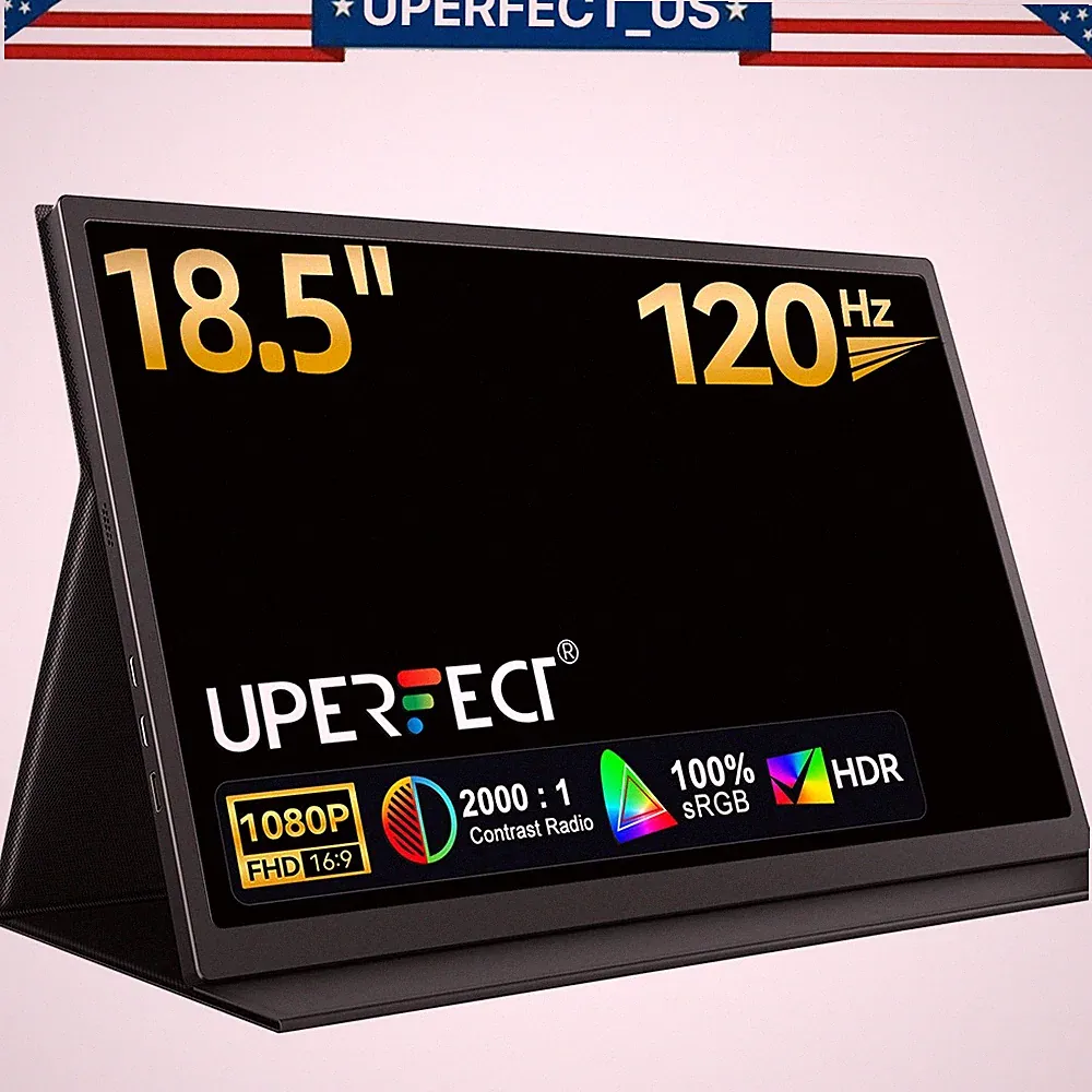 18.5" 120Hz 100% sRGB 1080P Portable Laptop Monitor w/Smart Cover, VESA HDMI AA