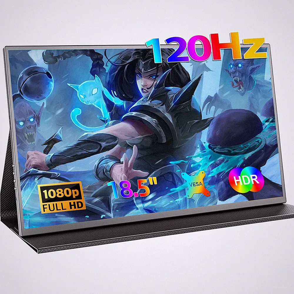 UPERFECT 18.5" 120Hz Portable Monitor 1080P FHD w/Detachable Leather Stand Case