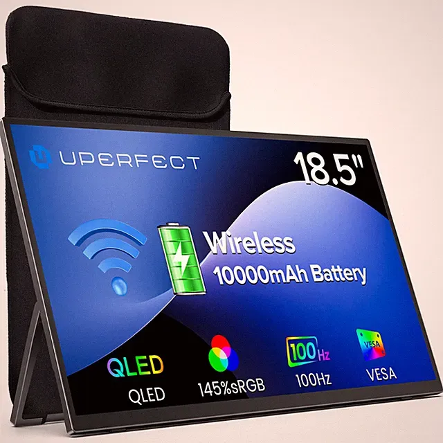 UPERFECT 18.5" Wireless Portable Monitor 1080P 100Hz with Battery & Stand & Bag