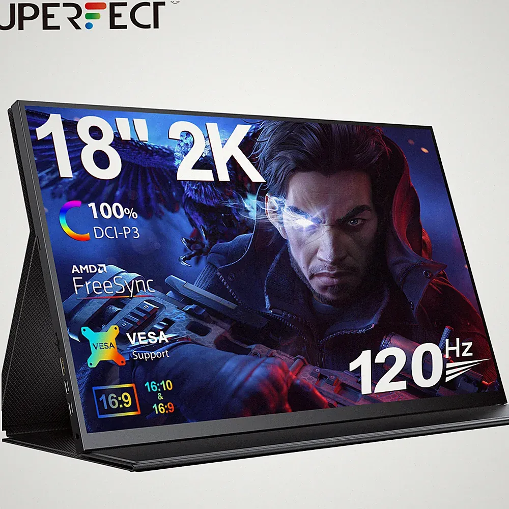 UPERFECT 18 Inch 120Hz Portable Monitor Laptop External Screen 100%DCI-P3 Gaming